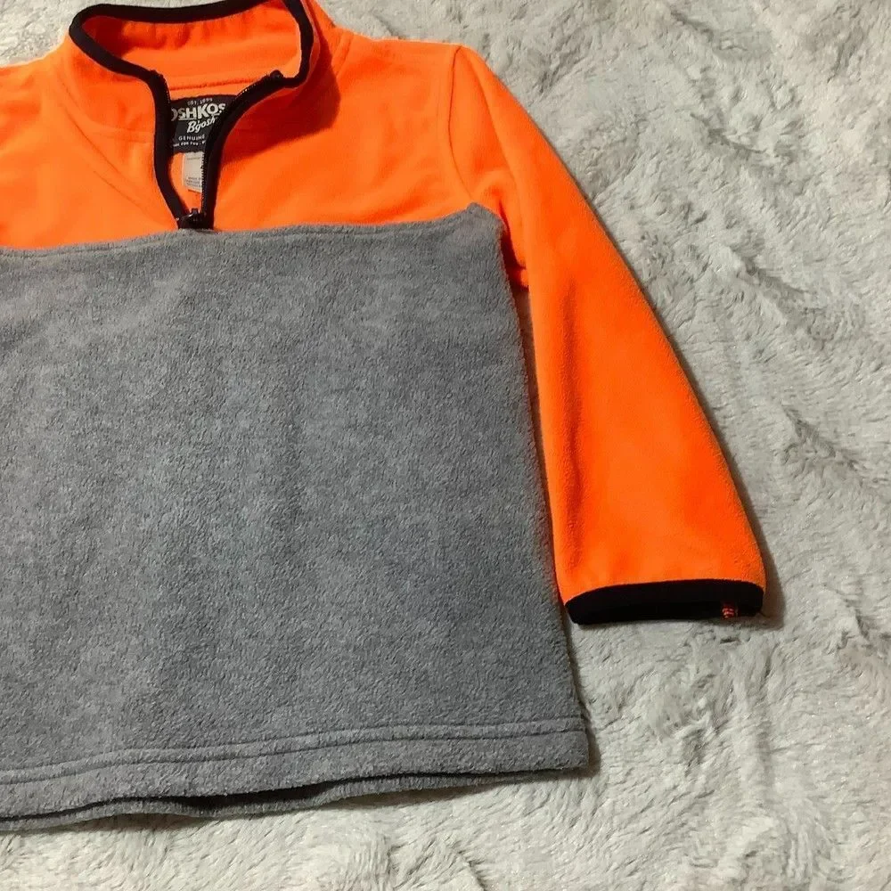 Oshkosh b'gosh orange gray fleece jacket size 4